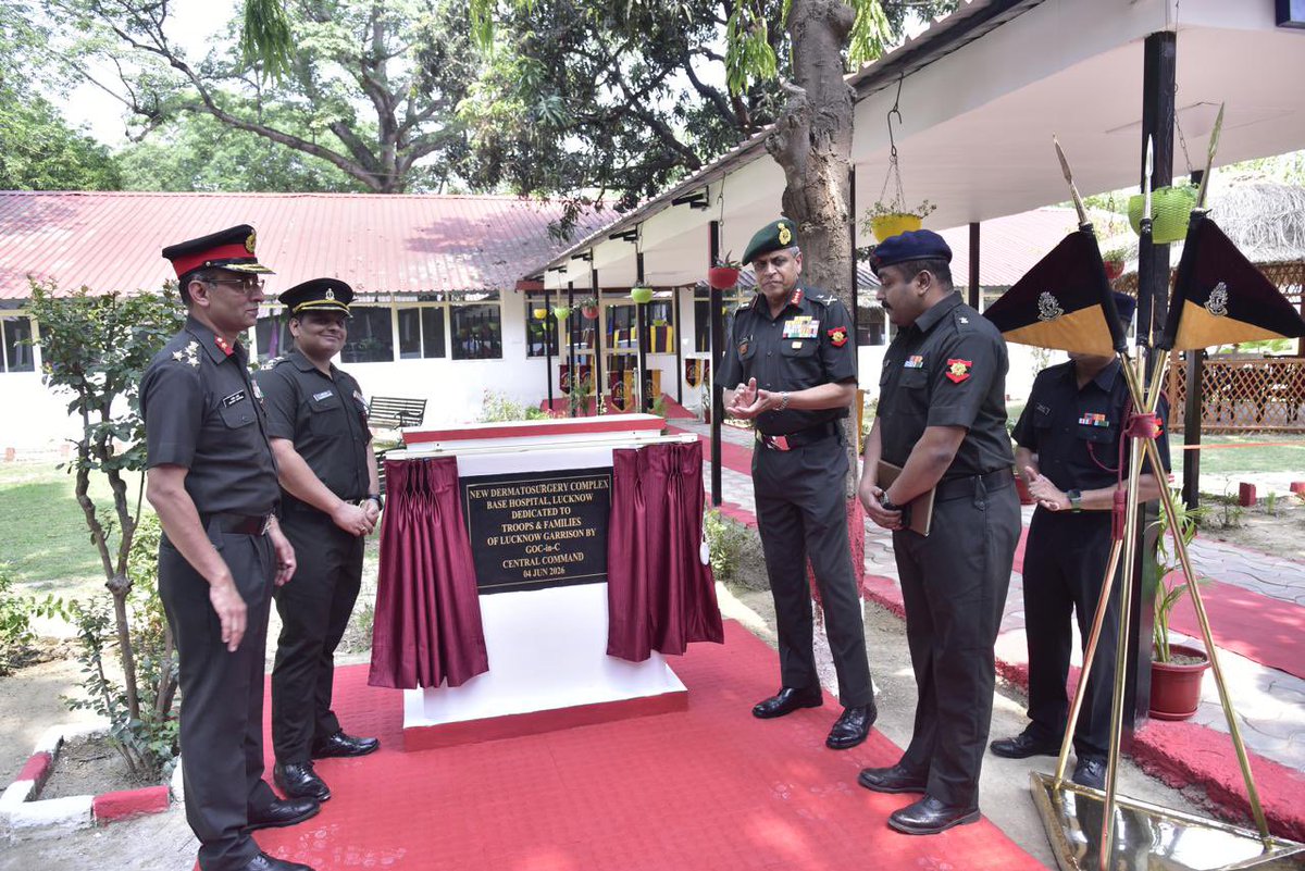 dgafms_mod's tweet photo. Lt Gen Anindya Sengupta, GOC-in-C Central Command visited Base Hospital Lucknow on 04 June 2026. During the visit the Army Commander inaugurated a state-of-the-art Dermatosurgery Complex at the Department of Dermatology, a step towards further strengthening patient-centric, high-quality healthcare services in the #AFMS. 

@adgpi
@indiannavy
@IAF_MCC 
@HQ_IDS_India 
@SpokespersonMoD
@suryacommand  
@PIB_India
@UBArea_IA

#DGAFMS
#AMC