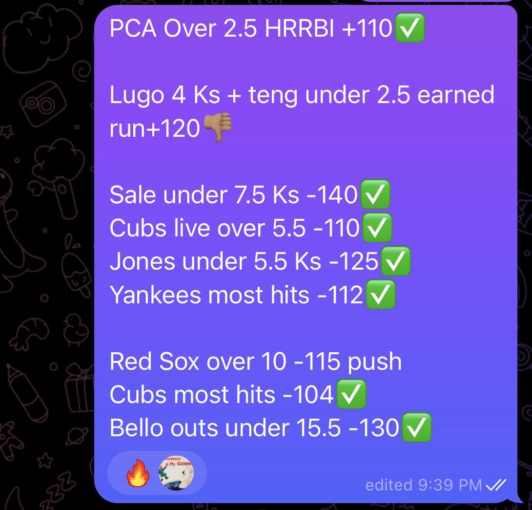 player_props's tweet photo. One of those days in the MLB streets

7-1-1 day 6.1u day

1-0 on our free ones too

VIP card goes crazy.

Back at it tomorrow with Pass the Prop let’s keep cooking https://t.co/yYPuA0UnMd