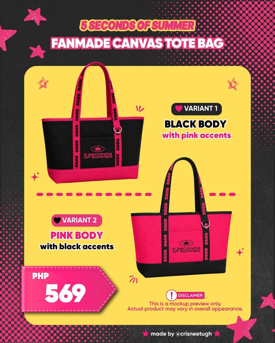 crisneetugh's tweet photo. Hi, PH 5SOSFam!

Here's a sneak peek of what you'll get when you order the fanmade 5SOS tote bag! ⭐

✨ 1 Tote Bag
✨ 1 Double-Sided Bag Tag
✨ 5 Photocards
✨ 1 Button Pin
✨ 1 Acrylic Keychain

Pre-order form will open starting tomorrow, June 6, at 6:00 PM and will be available until June 30 at 11:59 PM.

More details to be posted tomorrow! 🖤
