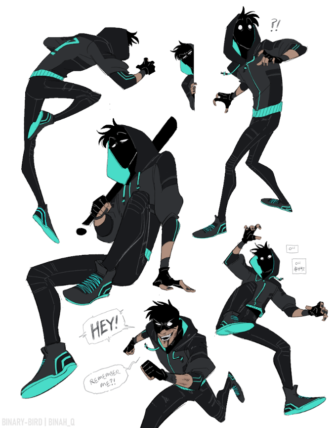 binah_q's tweet photo. interrobang, a local vigilante that puts the “punk” in “punctuation”
he teleports by jumping through panels and uses speech balloons and text as weapons! https://t.co/16oMyU8bMP