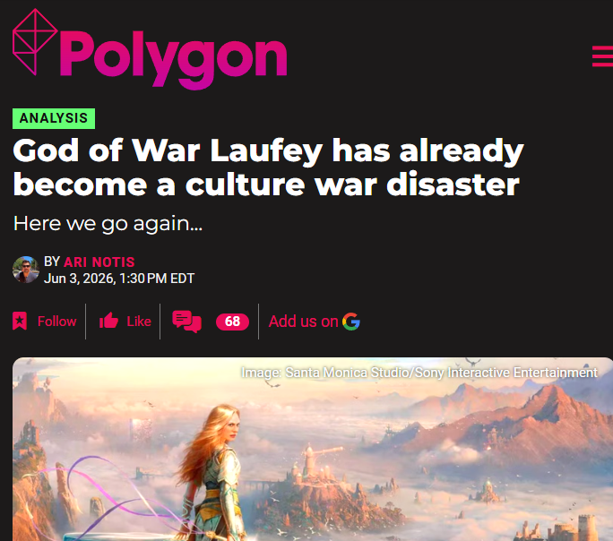 YorchTorchGames's tweet photo. This Laufey article from Polygon is a disaster.

It calls God of War 2018 "an emotional sendoff and thoughtful deconstruction of the unchecked masculinity that defined the original trilogy".

It even adds:

"Given the undeniable rise of right-wing sentiment, some people no doubt legitimately hold beliefs that video games shouldn’t star anyone other than super jacked white dudes."

Videogames weren't made for 'deconstructions' and 'emotional introspections'.

They were made to entertain, amuse, and inspire.

Whether it's through a jacked dude or an insanely attractive female protagonist.

Failure to comply with these realities leads to inevitable commercial failure.