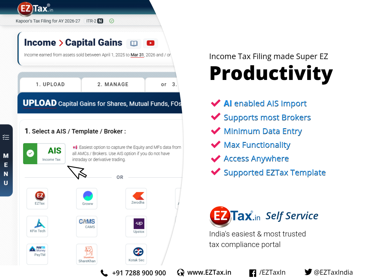 EZTaxIndia's tweet photo. Away from legacy & cumbersome, there is an oasis for both taxpayers & tax professionals.
🧠 AI enablement
⚡️ Higher productity
☑️ Unique thinking
Check the difference by yourself.
You may prepare ITR for free at EZTax
#EZTax #ITR #incometaxfiling #taxfiling #Compliance https://t.co/2DLa0Mm04A
