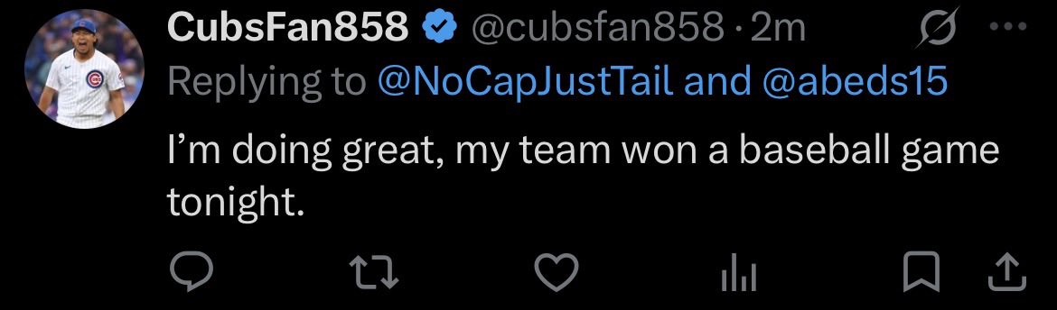 NoCapJustTail's tweet photo. @cubsfan858 @abeds15 Where’d you go little guy??? https://t.co/RaC0Uc0emo
