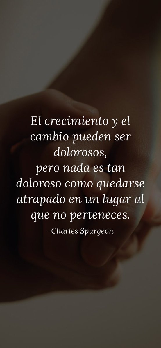 MarioRamPe's tweet photo. El crecimiento y el cambio pueden ser dolorosos, pero nada es tan doloroso como quedarse atrapado en un lugar al que no perteneces.
-Charles Spurgeon
From @AppMotivation #motivation #quote #motivationalquote

https://t.co/sXxuCHTV4v https://t.co/N01mkIpdXk