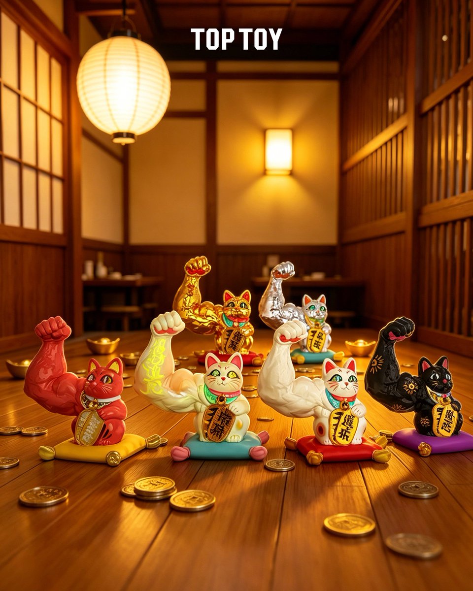 福を呼ぶ、パワフルな招き猫たち🐱✨ それぞれ違う祝福をまとって
