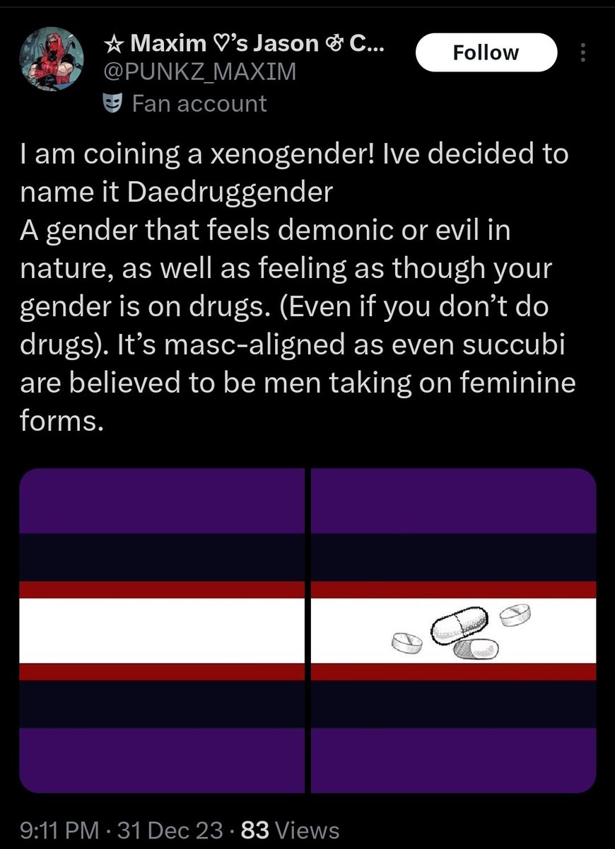 User_Error67's tweet photo. June 4th Gender of the Day: Daedruggender!

Daedruggenders have a gender that feels EVIL while also feeling that their gender is on DRUGS! https://t.co/YodPSVDWuY