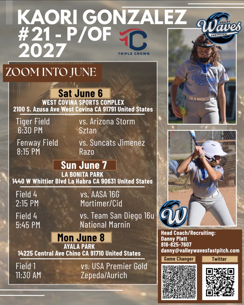 _kaorigonzalez's tweet photo. Here’s my Zoom into June schedule! 🌊🌴
@CSUNSoftball @Jodie19Cox @JaymiSteward @jujujimenez22 @LBSUSoftball @CoachSowderLBSU @Fullerton_SB @AztecSoftball @UCSDsoftball @IndianaSB @SanJoseStateSB @CalPolySoftball @CSUMBsoftball @CSUSMsoftball @CLUSoftball @TopPreps @SBRRetweets https://t.co/facsCNWWcJ
