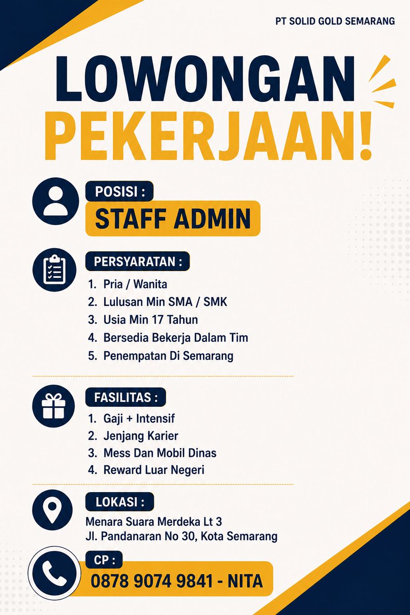 saikoboll's tweet photo. Hallo gaess.. ada Info loker buat daerah Semarang dan sekitarnya. 😊

#infolokersemarang #lokersemarang
#lowongankerjasemarang #kotasemarang #semarang https://t.co/1M7GfRevk7