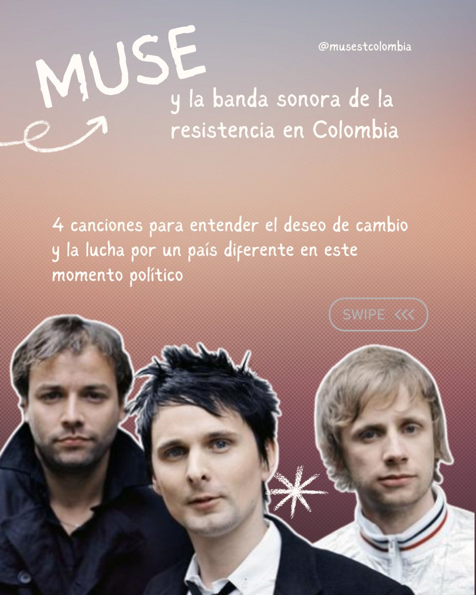 MusestColombia's tweet photo. El #arte siempre ha sido el reflejo de las luchas sociales. En momentos donde el país se debate entre continuar con las inercias del pasado o dar el paso definitivo hacia una transformación real, las letras de @MattBellamy se sienten más locales que nunca. https://t.co/71mn3jdMiU