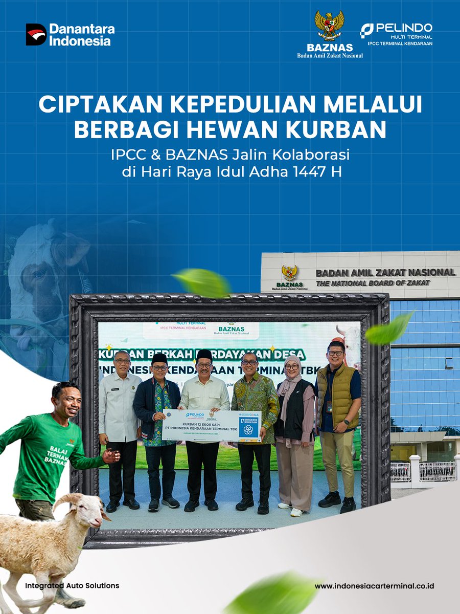 IPCCarTerminal's tweet photo. Kurban bukan hanya soal penyembelihan, tetapi juga soal bagaimana kebaikan itu sampai ke tangan yang tepat. 

IPCC berkolaborasi dengan @baznasindonesia untuk pendistribusian hewan kurban ke berbagai wilayah yang membutuhkan. https://t.co/80Ag68cFOI