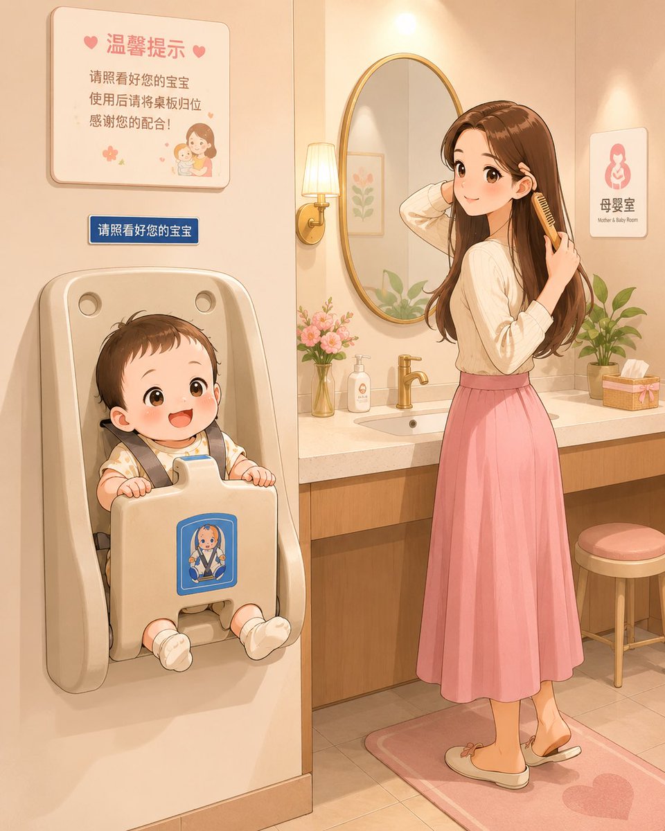 BinaryHB's tweet photo. 母婴洗手间还有这种安置小宝的壁挂，好可爱☺️ https://t.co/tSIJOLJV18
