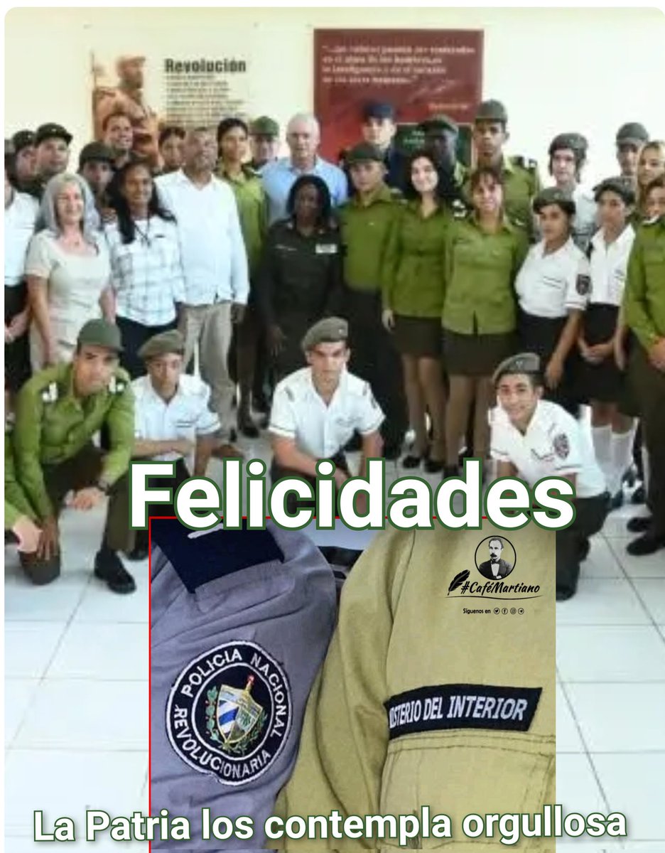 cafemartiano's tweet photo. Buenos días 🇨🇺 #CaféMartiano 
El Ministerio del Interior fiel a la Revolución Cubana, cumple hoy 65 años de lucha y combate:

Felicidades hermanos, en ustedes va la Patria, que es humanidad.

Listos para defender la tierra que nos vio nacer.

¡Patria o Muerte!
¡Venceremos!
#Cuba https://t.co/vTEJ4b6QRG
