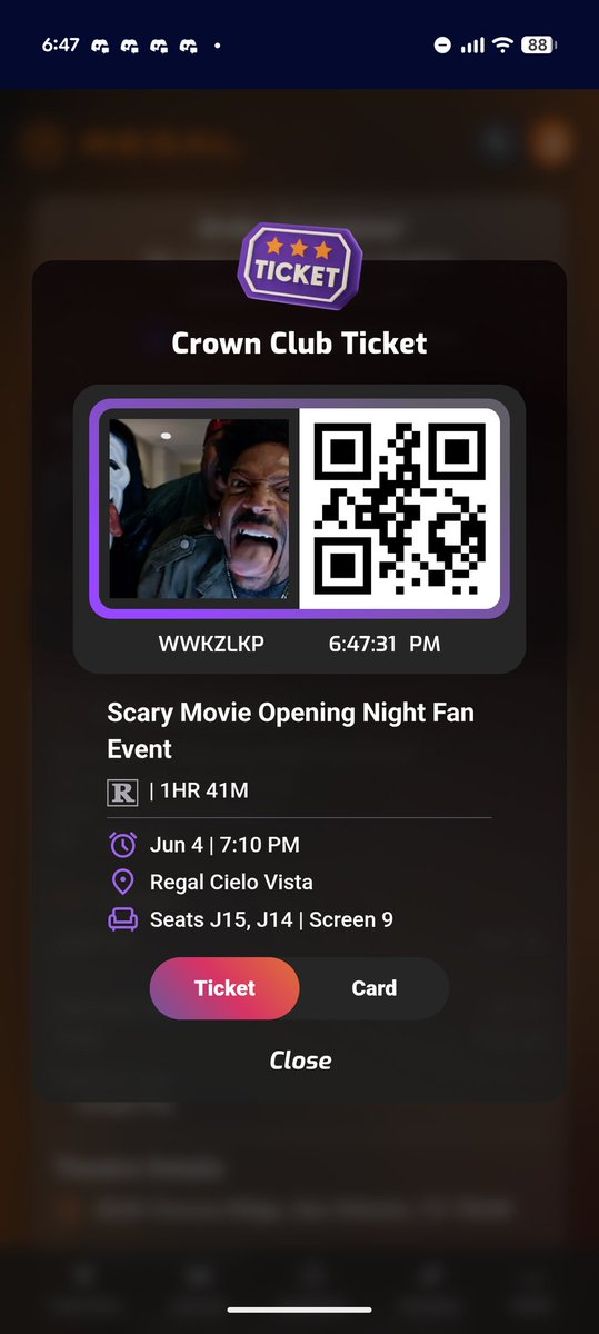 WittyBeLitty's tweet photo. @ScaryMovie Got tickets for it and even showed up 20 min early but my movie theater was giving them out to anybody watching any movie so they ran out before I even got one 😒😭 https://t.co/UJX77E2h26