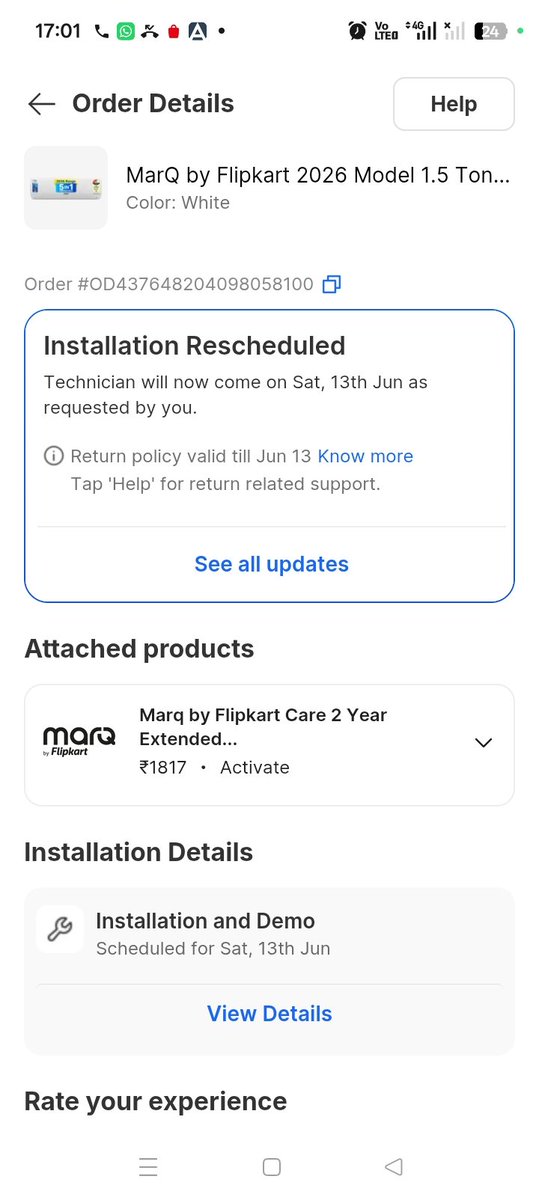 chandan_dash7's tweet photo. @flipkartsupport Again cheating flipkart team.we have purchased AC and installation date 4th June but rescheduled the installation date 13th June. https://t.co/aWqJ97nwVI