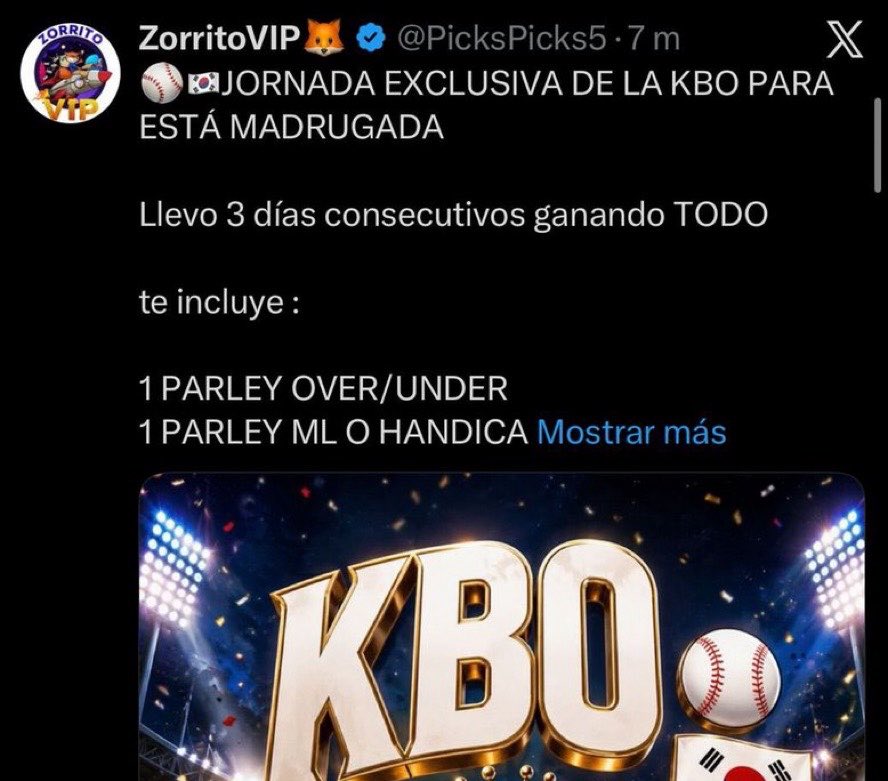 ReyPicks10's tweet photo. 🦊Vamos por las Madrugadoras del Zorrito VIP en la KBO ⚾️💣💣

Las quieren? +17 LIKES ♥️ Y REGALAMOS TODOS LOS PICKS ❤️🔄

⚠️ GRATIS AQUI ➡️ https://t.co/5psBOhNjDp https://t.co/mdpHH7xTKl