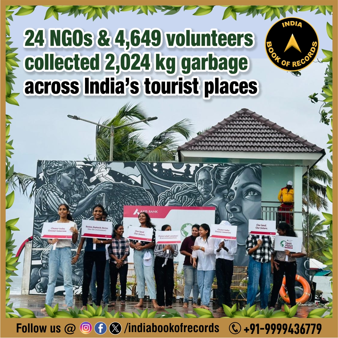 indiabookrecord's tweet photo. This World Environment Day, India Book of Records applauds Axis Bank Ltd. for collecting 12,024 kg of garbage across multiple tourist places in India through the ‘Clean-A-Thon’ campaign.

#indiabookofrecords #WorldEnvironmentDay #CleanAThon #CleanIndia #GoGreen #Sustainability https://t.co/VwjoFA6XyE