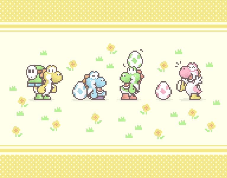 Pixel_Rin's tweet photo. 🌼🦖~♪

#ドット絵 #pixelart
#ヨッシー #ヘイホー https://t.co/pXSAYaLB7D