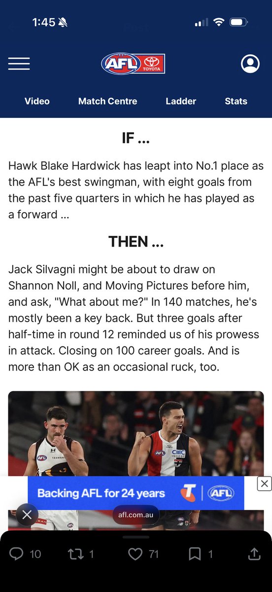 antdish11's tweet photo. @AFL @barrettdamian IF
under 18% meant a majority
THEN
yes, silvagni will have played most of his career in defense. 
BUT
In reality he has only played about 25 of his 140 games in the backline. 
Great work as usual from Damo. NFI https://t.co/5zTsy3hMob