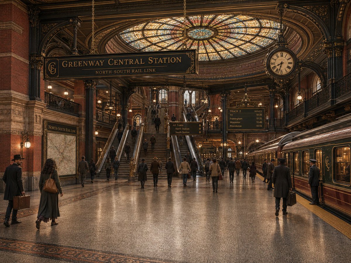 TallRomanStatue's tweet photo. New train station concept for Boston's North-South rail link https://t.co/kgOTPoDdkY