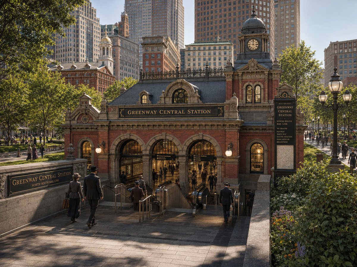 TallRomanStatue's tweet photo. New train station concept for Boston's North-South rail link https://t.co/kgOTPoDdkY
