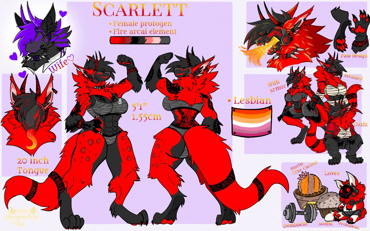 CafeProtogen's tweet photo. New Ref sheet of my girl, Scarlett!

#protogen #lesbian #wlwfurry https://t.co/v5E0GPNaPC