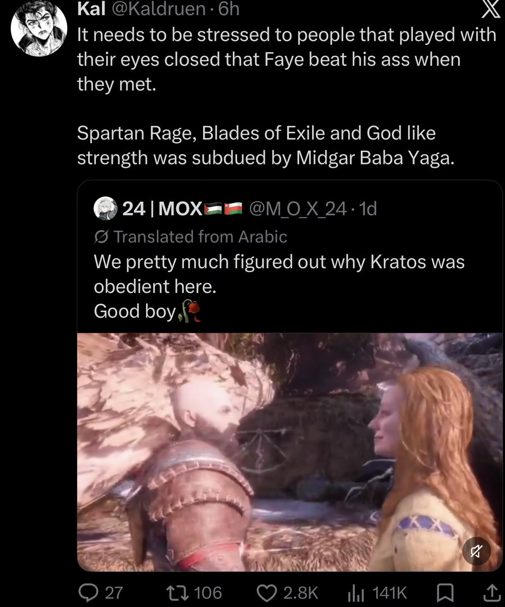 Critical_Scribe's tweet photo. I once again need to remind people that you’re not raising green flags by saying this stuff. You’re raising red ones.

“Character who came out of nowhere actually beat the ass of the Protagonist who just killed Zeus and had all these godly powers, this is GREAT!”

This has never felt great for any story, and no, the fact that it happened off screen doesn’t lessen how badly that idea sounds.

It reeks of pet character syndrome, of the all powerful DM NPC who can do no wrong. ESPECIALLY since she did so much lore wise.

I liked Faye for her ability to understand and guide Kratos. If she can fight, neat, but we gotta stop this whole “job the old to gas up the new” trend in writing. It just makes people annoyed.
