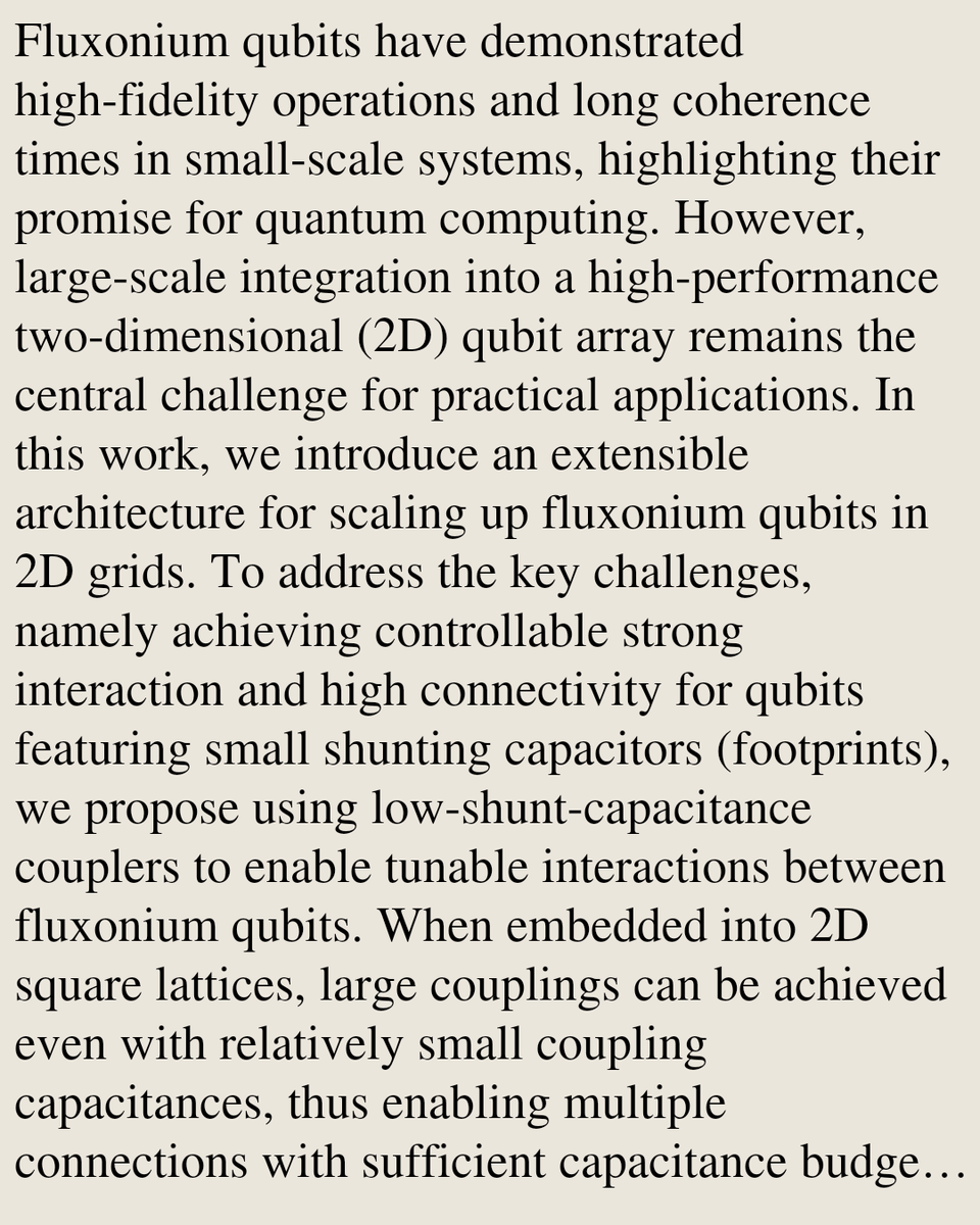 QuantumPapers's tweet photo. Extensible Fluxonium Architecture Using Tunable Couplers with Low Shunt Capacitance

Peng Zhao, Peng Xu, Zheng-Yuan Xue
https://t.co/OcYOKvKNMy [𝚚𝚞𝚊𝚗𝚝-𝚙𝚑] https://t.co/GlcIMAt5aM