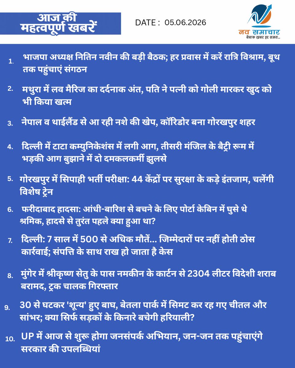 SamacharNav's tweet photo. Todays News Highlights....

#navsamachar #newsupdate #importantnews #newshighlights #newsupdate https://t.co/kTzqaGqXzw