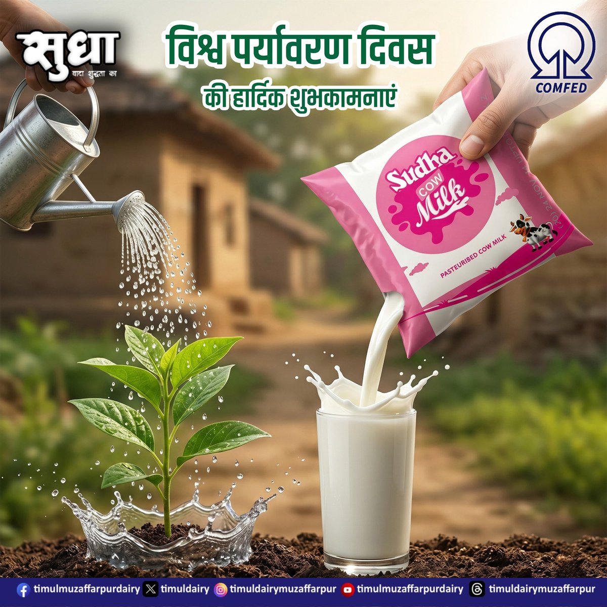 timuldairy's tweet photo. This World Environment Day, Team TIMUL and Sudha Milk celebrate the promise of a greener and healthier tomorrow.

#sudha #PrideOfBihar  #WorldEnvironmentDay #SudhaMilk  #GoGreen #HealthyPlanet #SustainableFuture #CareForNature #EcoFriendlyLiving #GreenTomorrow #ProtectOurPlanet https://t.co/dKcAlBqS3w