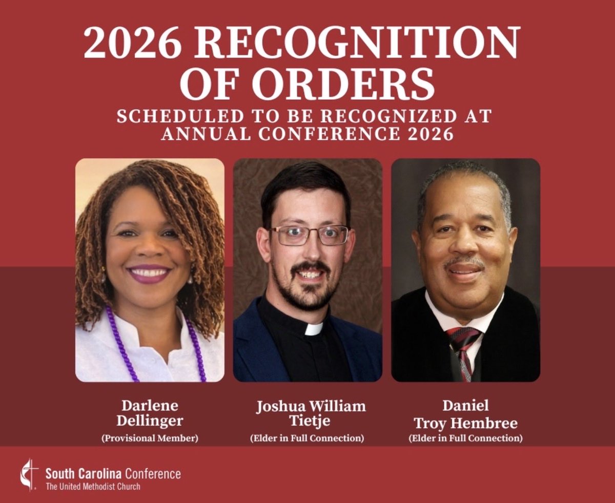 umcscbishop's tweet photo. Meet the clergy joining our conference this year through recognition of orders or transfer of membership- all scheduled to join next week at Annual Conference!
Our Commissioning, Ordination and Retirement Recognition Service will take place at 7:00 p.m. on Sunday, June 7th in the Ball Room at Annual Conference. We hope you'll join us in welcoming them to The South Carolina United Methodist Conference!
#UMCSC #AC2026