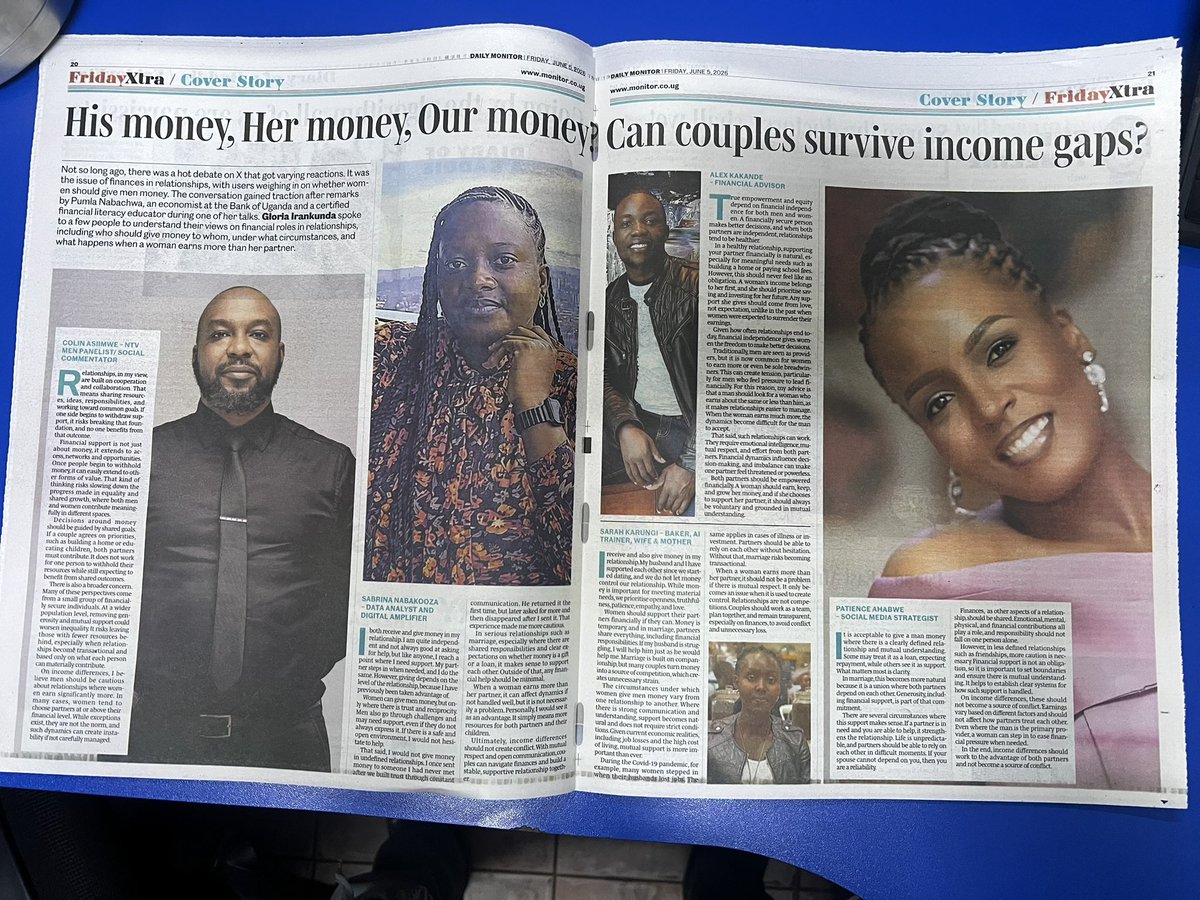 beewol's tweet photo. Today’s @DailyMonitor Carries an interesting debate on whether women should give men money. 

Interesting opinion from people like @Spartakussug @PeshK319 @Nabakooza_  and @KakandeAlex among others. https://t.co/aLa8LOm2s1