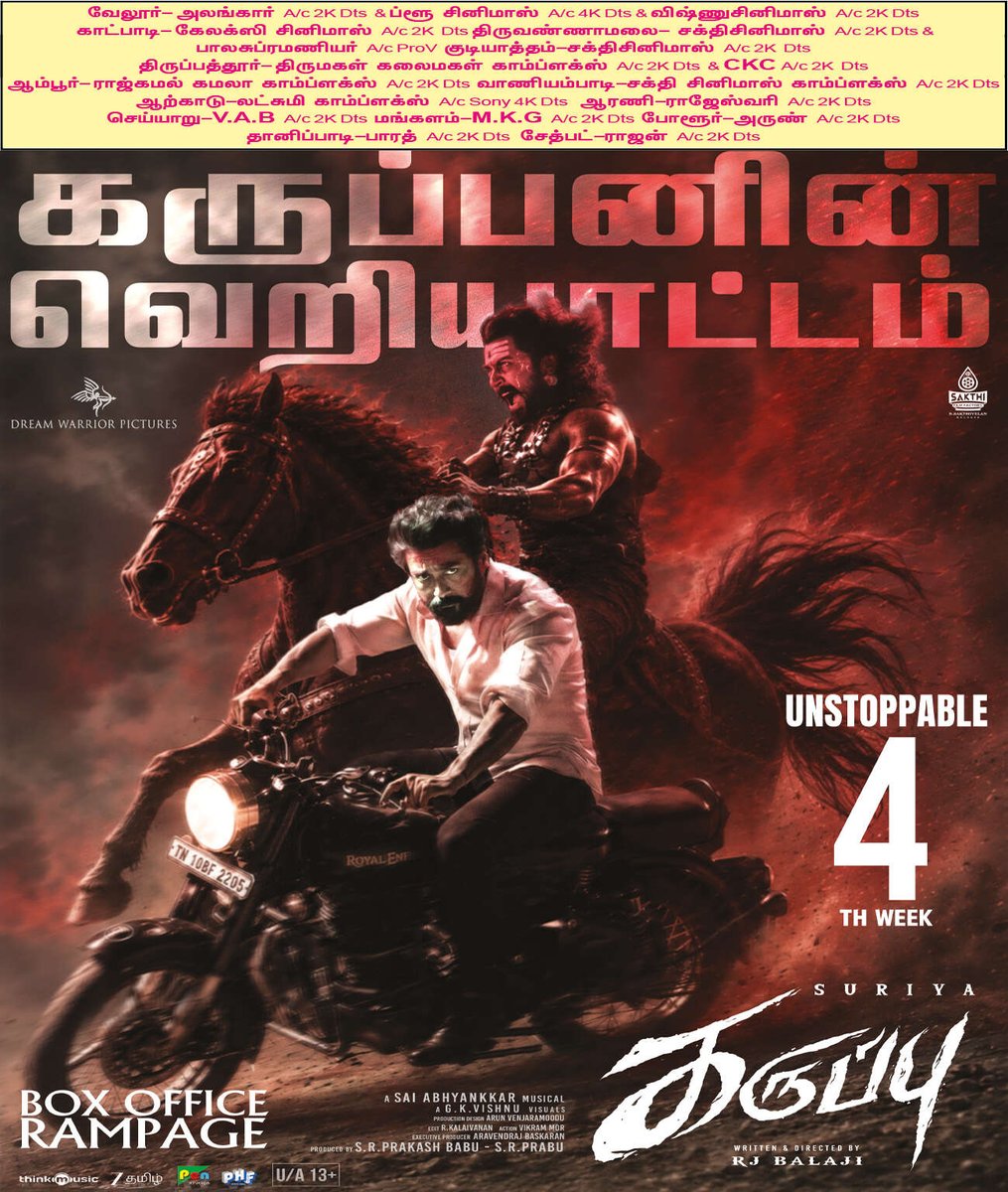 calicut_sfc's tweet photo. #Karuppu Today’s Print Media Ads! கருப்பனின் வெறிய நாட்டம்🥳 Unstoppable 4th Week!! 

#KaruppuBlockbuster @Suriya_offl @RJ_Balaji @DreamWarriorpic @SakthiFilmFctry https://t.co/vHn3mPXJkM