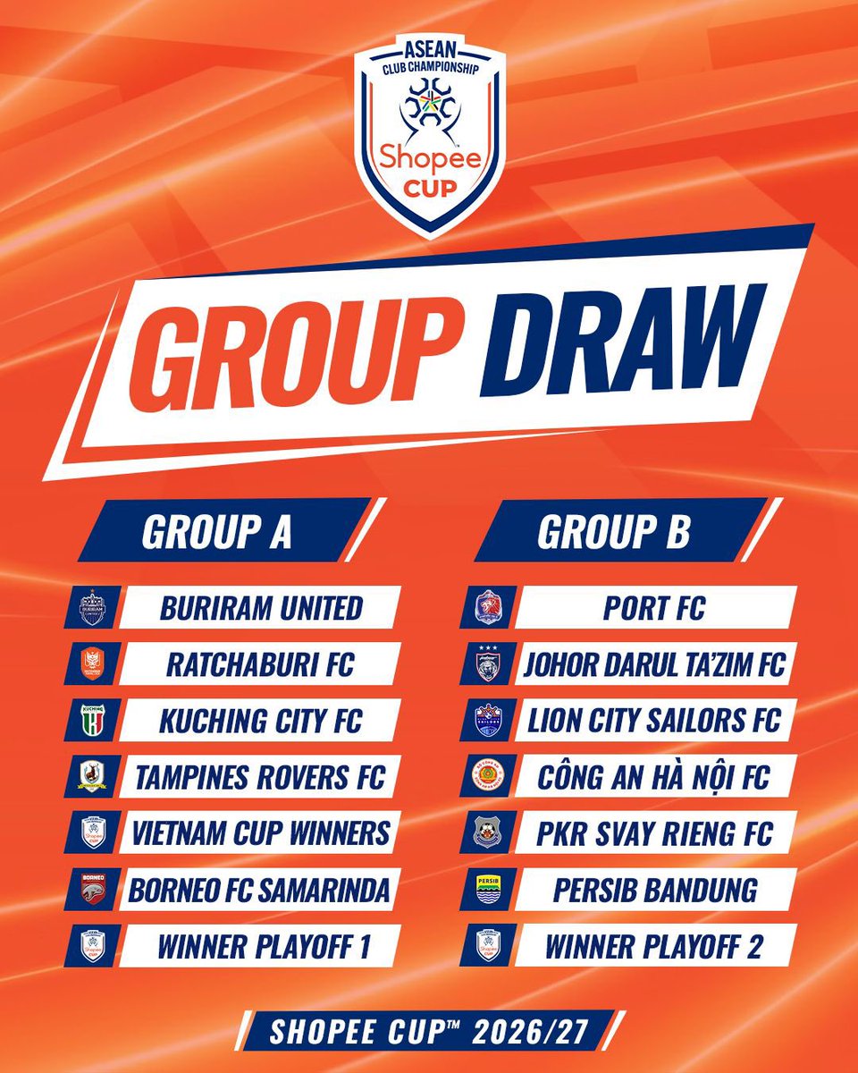 aseanutdfc's tweet photo. Groups Confirmed ✅ 

#ShopeeCup
#ASEANUtdFC https://t.co/INWOSBZ5kz
