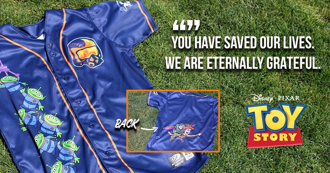 AviatorsLV's tweet photo. To infinity and beyond ... and straight to the team store. 🚀
It's Toy Story night, featuring merch for cowboys, space rangers, and everyone in between. https://t.co/ZXGeeumZgH