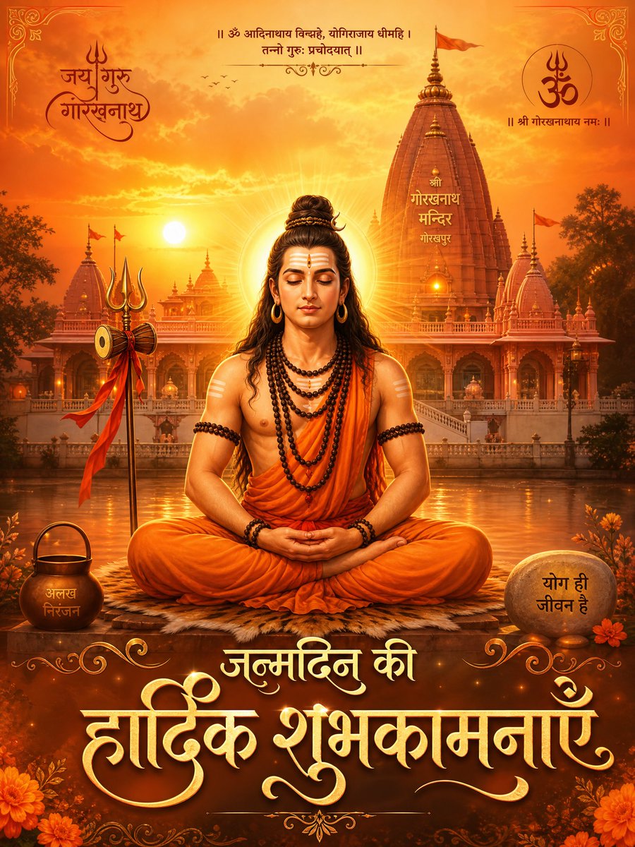 advait94's tweet photo. पूज्य महाराज जी, परम पूज्य गुरु गोरखनाथ जी की पावन परंपरा के ध्वजवाहक, उत्तर प्रदेश के यशस्वी मुख्यमंत्री श्री योगी आदित्यनाथ जी को जन्मोत्सव की हार्दिक शुभकामनाएँ।आपके जीवन में गुरु गोरखनाथ जी के आदर्शों का प्रकाश सदैव प्रज्वलित रहे। https://t.co/kJWMNB0eHT