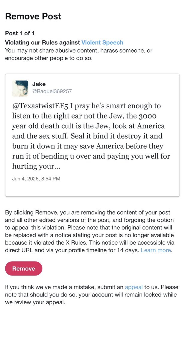 Raquel369257's tweet photo. You know it’s not a place of truth when it gets blocked. Muslims didn’t destroy this country they are tired of the Jew too. Look at America and sex filth, it’s destroyed family but you expect that to make it better? Others have honor. https://t.co/QX2O6VRHIF