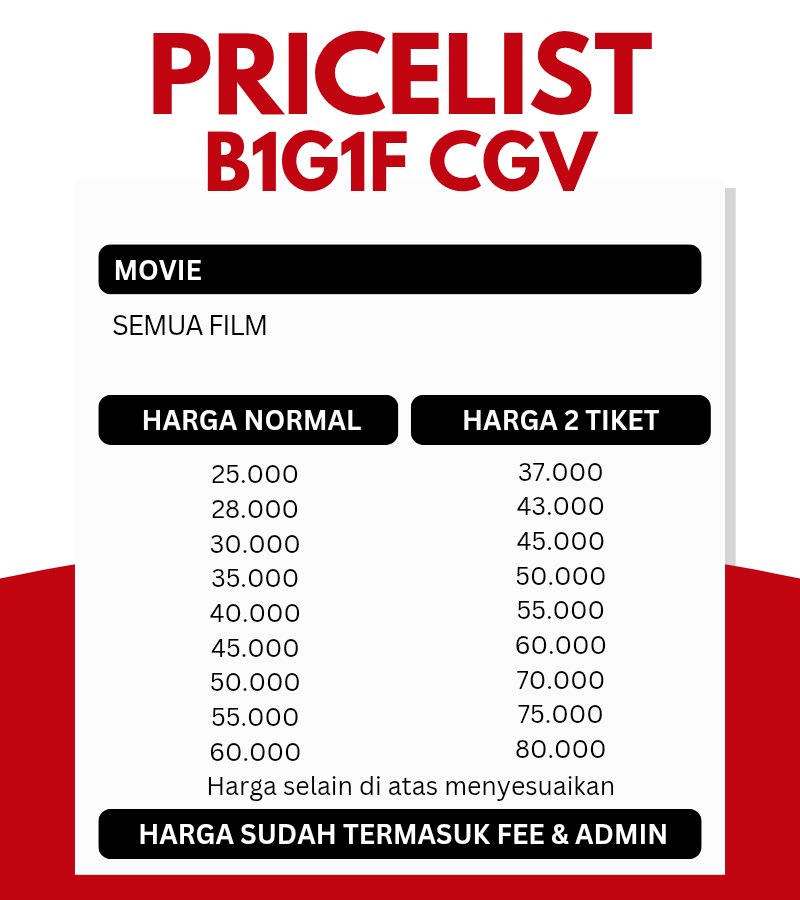 dperiyan's tweet photo. WTS READY Promo Nonton Bioskop 
BELI 1 GRATIS 1 B1G1F CGV

SEMUA FILM &amp; LOKASI ‼️

Order https://t.co/Nwrj1hTfCD 
✨️ Harga 1 tix normal + FEE 12k s/d 25k untuk 2 tiket

👉🏻 CGV bisa beli 1 tix diskon 5k s/d 25k
👉🏻 Ready Voucher Kode B1G1 Cinepolis 🔥 XXI HABIS ‼️

akun murah https://t.co/5WGtGSKqf1