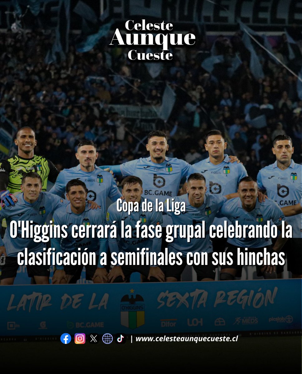 cac_ohiggins's tweet photo. #CopaDeLaLiga 🫡 | O'Higgins ya tiene asegurado su paso a semifinales y este domingo cerrará la fase de grupos junto a su gente ante Palestino en el Estadio Codelco El Teniente a las 18:00 hrs.

📸: Bárbara Cáceres | #CelesteAunqueCueste https://t.co/NojEkTrqFy
