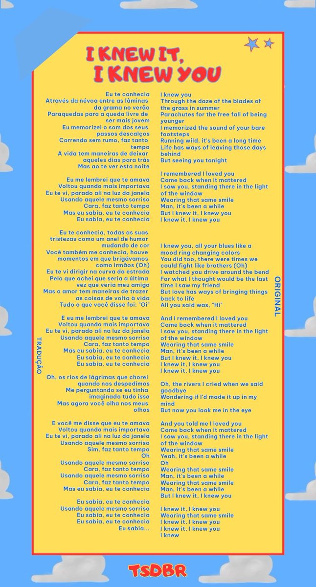 tswiftdailybr's tweet photo. 🚨 Confira na íntegra a letra de “I Knew It, I Knew You”, canção de Taylor Swift; https://t.co/p7HRavR3Wu