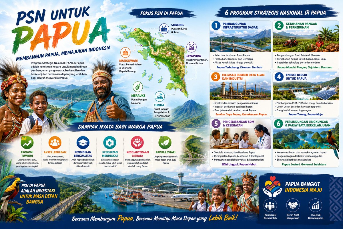 dedefreefire's tweet photo. 6 Program Strategis Nasional di Papua terus dibangun! PSN untuk PAPUA https://t.co/SgFZYmJpcq