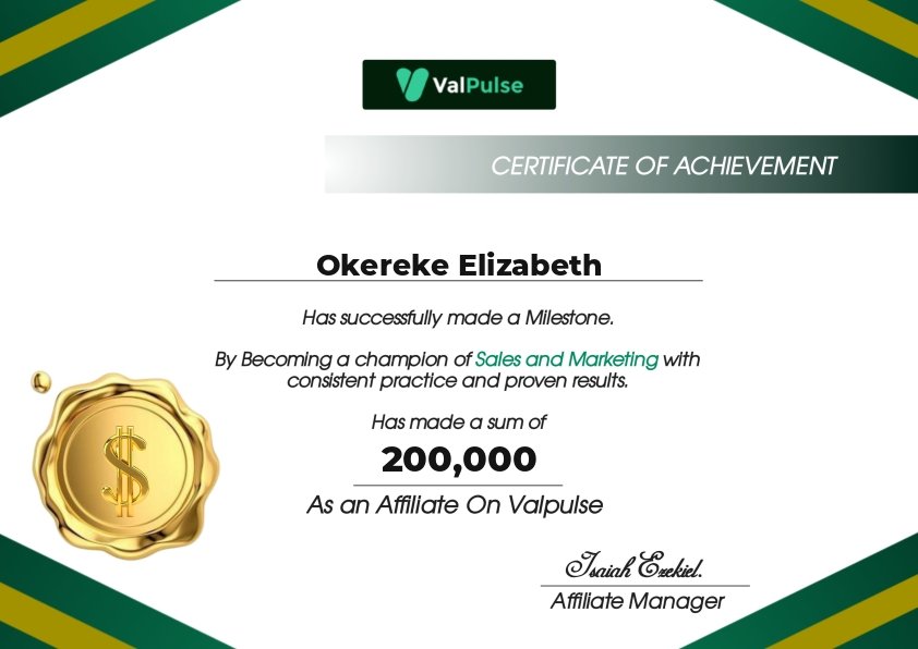 CHINYEREMAKACHY's tweet photo. 🏆🎉 ANOTHER MILESTONE UNLOCKED – ₦200,000 EARNED!  @Valpulse  🎉🏆
Congratulations to me,  on reaching this incredible achievement! 🥳🎊
✨ If I can do it, you can too. ✨ Your next breakthrough may be one decision away. ✨ Don't just admire success—position yourself for it. https://t.co/mVC0QvXRUn