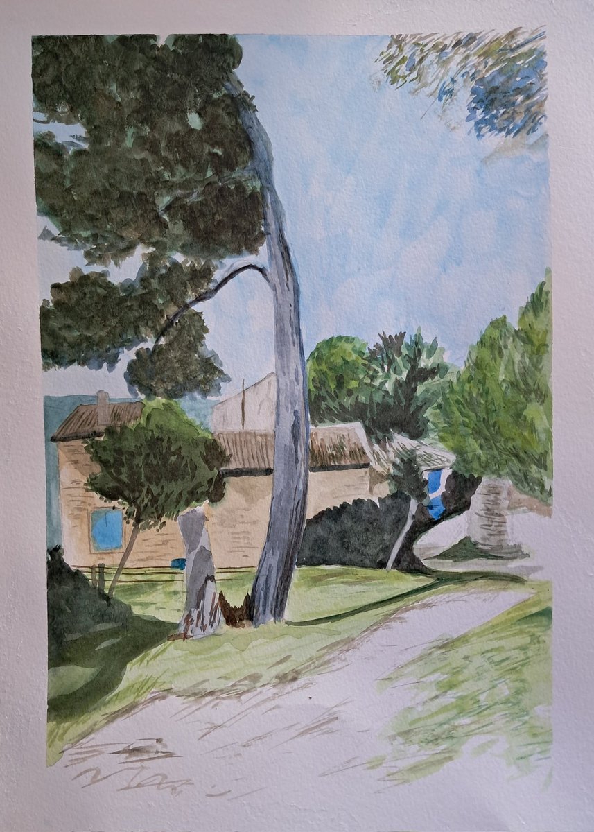 Burger99x's tweet photo. Du côté de Bonnieux. 
##aquarelle #watercolor #watercolorpainting #Provence https://t.co/JCO4LklFeU