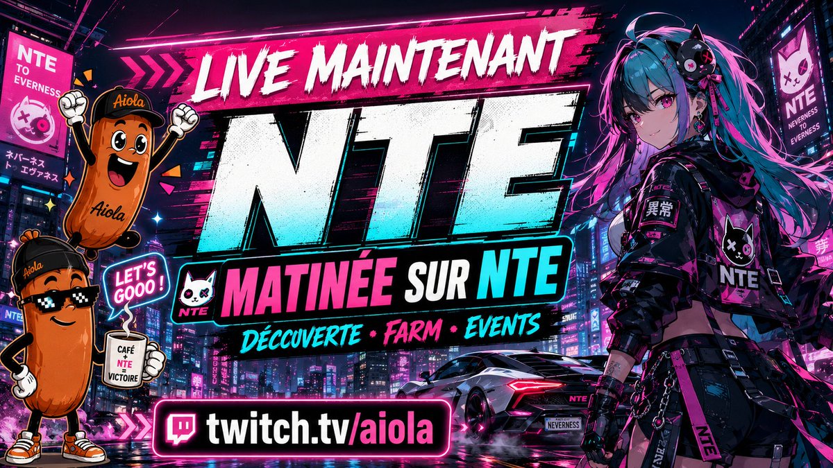 AiolaTwitch's tweet photo. 🔴 LIVE MAINTENANT sur #NTE !

On lance la matinée sur Neverness to Everness avec les Saucisses 🌭
Au programme : découverte, farm, events et sûrement quelques galères comme on aime 👀🔥
Viens te poser avec nous 👇
📺 https://t.co/9YO1PE26Pk

#NTEcreator #TwitchFR https://t.co/MyZOQxLxV4