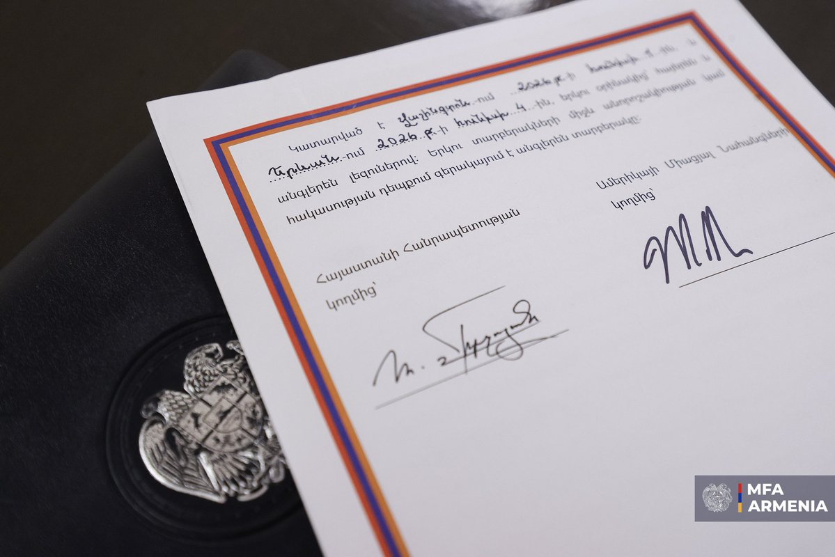 MFAofArmenia's tweet photo. #Armenia & #US have SIGNED the Framework Agreement between the Republic of Armenia & the United States of America on Strategic Cooperation Concerning the Trump Route for International Peace & Prosperity (#TRIPP).

Pursuant to the implementation of the understanding reached in Yerevan on May 26, 🇦🇲FM @AraratMirzoyan & 🇺🇸@SecRubio signed the Agreement remotely. The Agreement was signed by the U.S. Secretary of State in Washington on June 1 & by the Foreign Minister of Armenia in Yerevan on June 4.

This is another important step in realizing the Armenia-US vision of a peaceful, secure & prosperous Armenia & region.

Subsequently, Armenia & the United States will work consistently to complete the necessary domestic procedures for the Agreement’s entry into force, with the aim of ensuring the implementation of TRIPP on the ground within the shortest possible timeframe.

The full text of the Agreement was published on the website of the Ministry of Foreign Affairs on 26 May & is available via the following link⤵️

🔗https://t.co/itlx4njCii