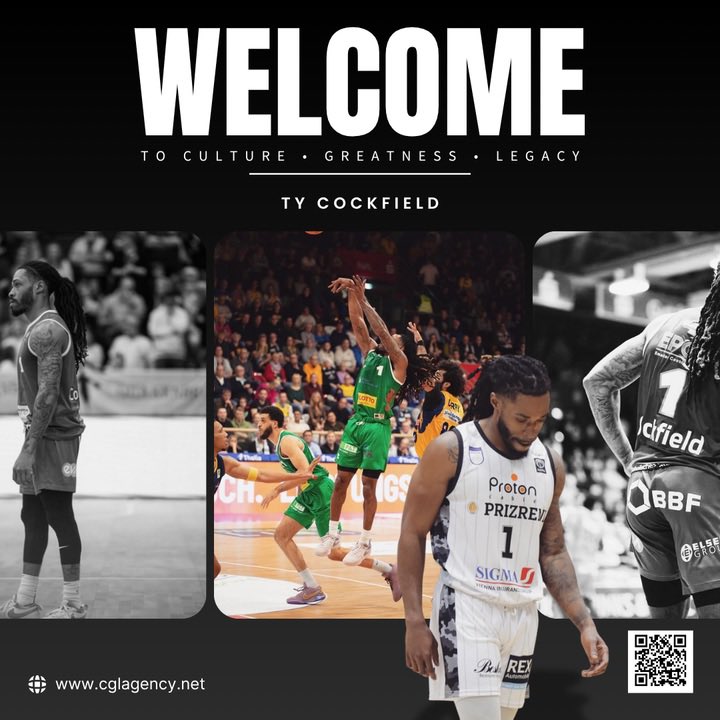 CGLSports's tweet photo. 🚨 WELCOME TO CGL 🚨

Ty Cockfield II joins the CGL Agency Europe Division 🌍🏀

Proven professional guard. Scorer. Shot maker. Big-moment competitor.

Drop a 🔥 to welcome Ty to CGL.

#CGLAgency  #eurobasketball https://t.co/gMFZPqeHmk