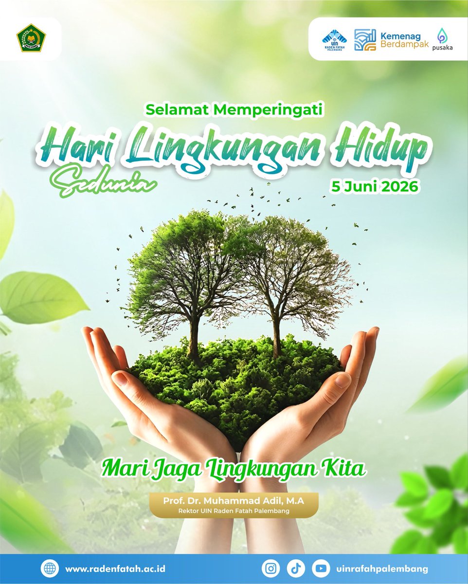 uinrafahplg's tweet photo. 🌿🌎 Selamat Memperingati Hari Lingkungan Hidup Sedunia

5 Juni 2026
 
#UINRadenFatahPalembang
#UINRadenFatah
#Lingkunganhidup
#Gogreen
#Ayojagalingkungan https://t.co/JMJvTsaA6M