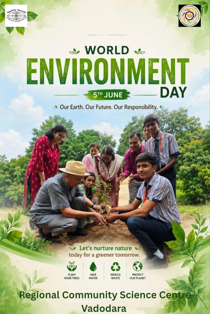 vadodara_csc's tweet photo. Our Earth. Our Future. Our Responsibility. 🌍
This World Environment Day, let’s pledge to nurture nature. Plant more trees, save water, reduce waste, and protect our planet for a greener tomorrow.
#WorldEnvironmentDay #June5 #GoGreen #CSCVadodara #GUJCOST https://t.co/ihQIxxN1d8