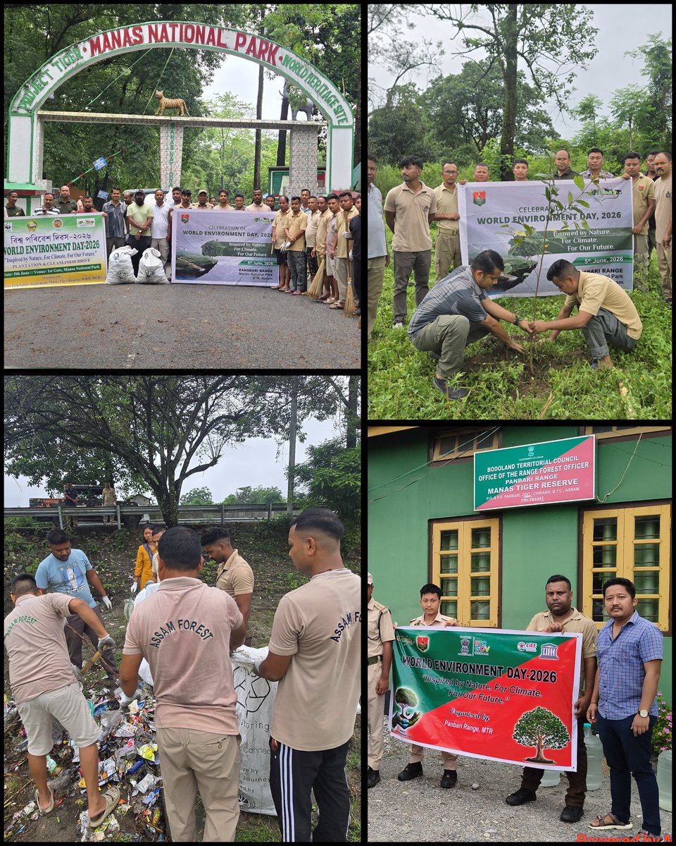 manasnptr's tweet photo. World Environment Day at Manas NPTR🍀
Through awareness, plantation drives and collective action, we renewed our commitment to conserving biodiversity and safeguarding our natural heritage for future generations.

Inspired by Nature. For Climate. For Our Future. 

#nowforclimate https://t.co/MngqSp3ZVu