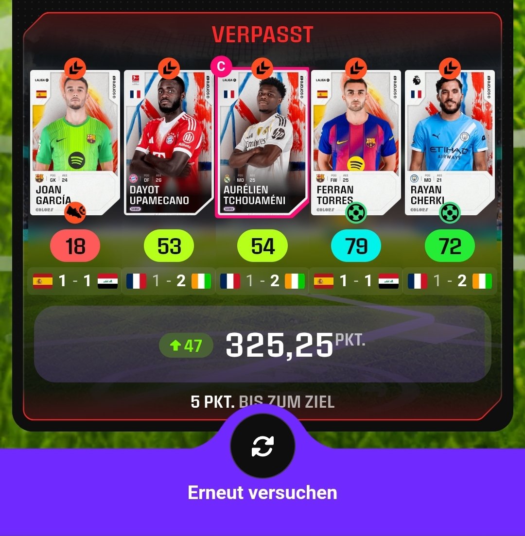 MrFutlovers's tweet photo. Wer HEUTE mit #Sorarecolor STARTET hat noch nichts verpasst..

..Die #Sorare Streaks sind noch verbuggt.. ❌️☠️😂 https://t.co/4P2tl9Hxg3