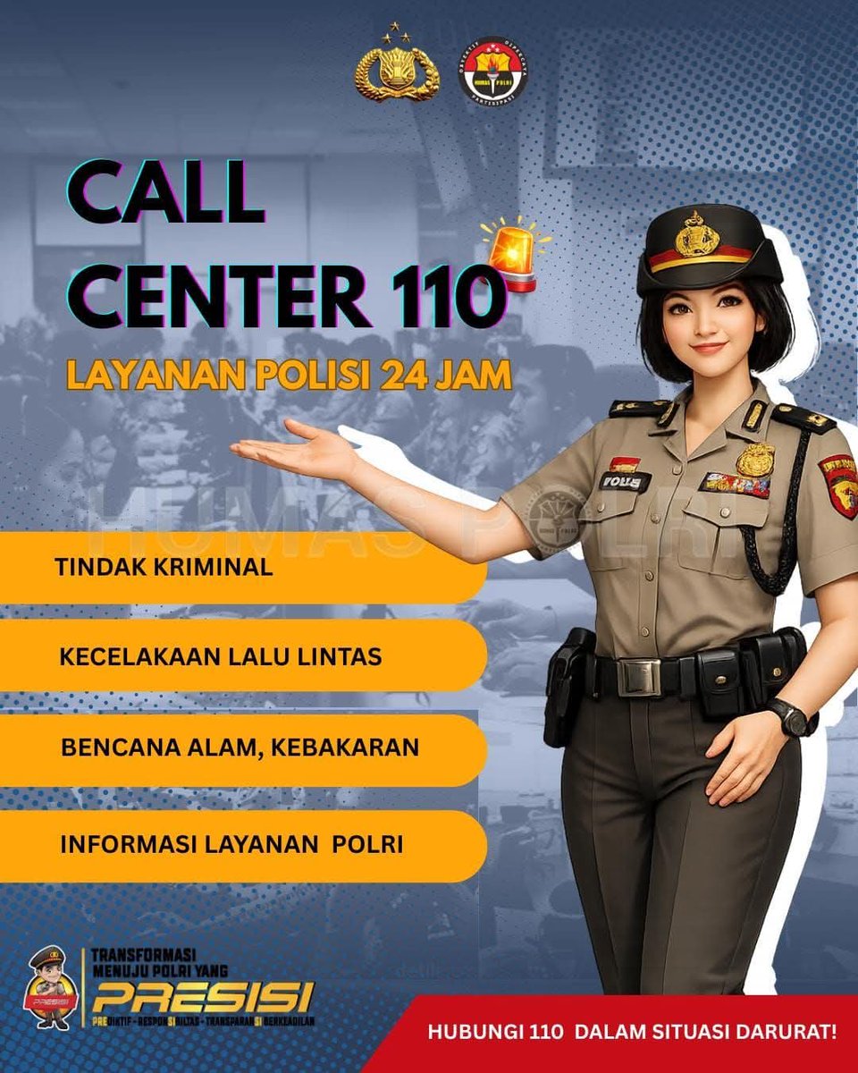 terbbayi's tweet photo. kalau lihat kejadian darurat di sekitar jangan panik langsung aja hubungi 110 karena polisi siap Menindak Lanjuti Laporan selama 24 jam buat bantu masyarakat #Pelayanan110Polri https://t.co/zBclg4dulB